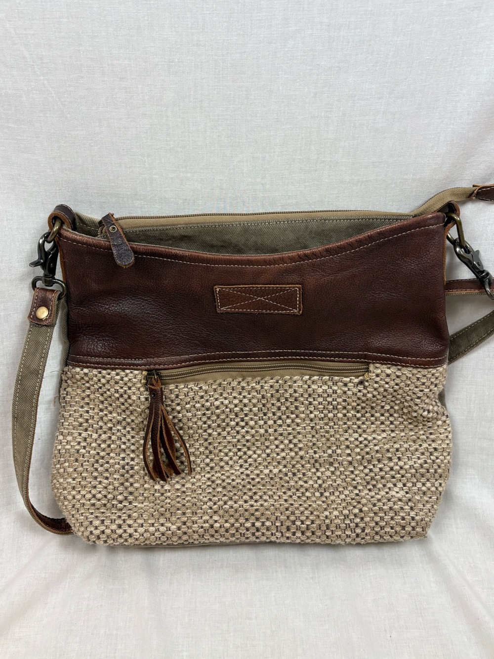 Myra Bag Brown Leather Textured Crossbody Purse